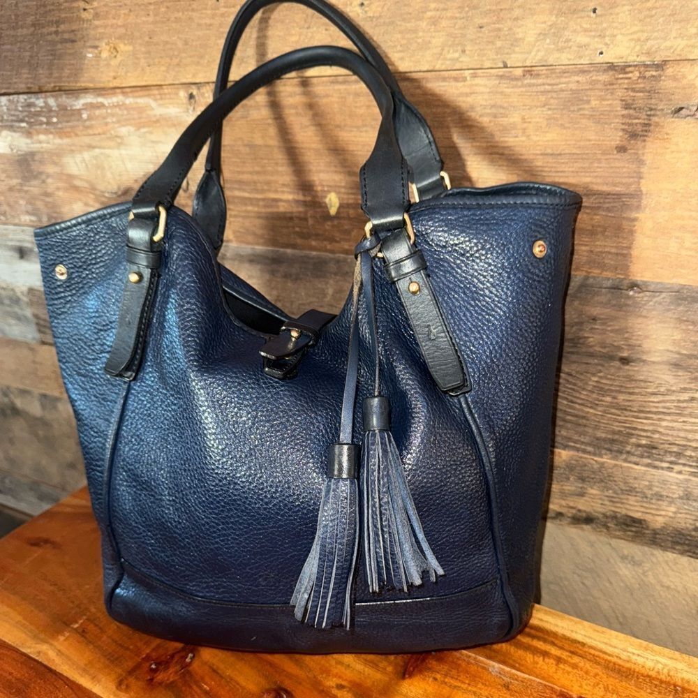 🛍️ J.Crew Hayden Hobo in Blueberry Pebbled Leather Tassel Bag